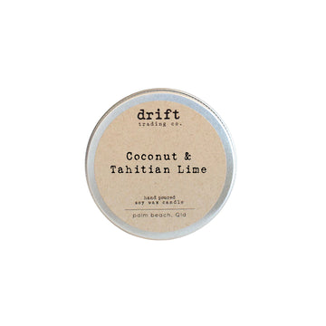 DRIFT TRADING CO | TRAVEL TIN CANDLE - COCONUT + TAHITIAN LIME