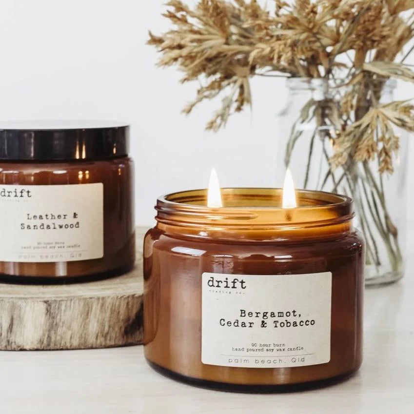 DRIFT TRADING CO | XL CANDLE - BERGAMOT, CEDAR + TOBACCO
