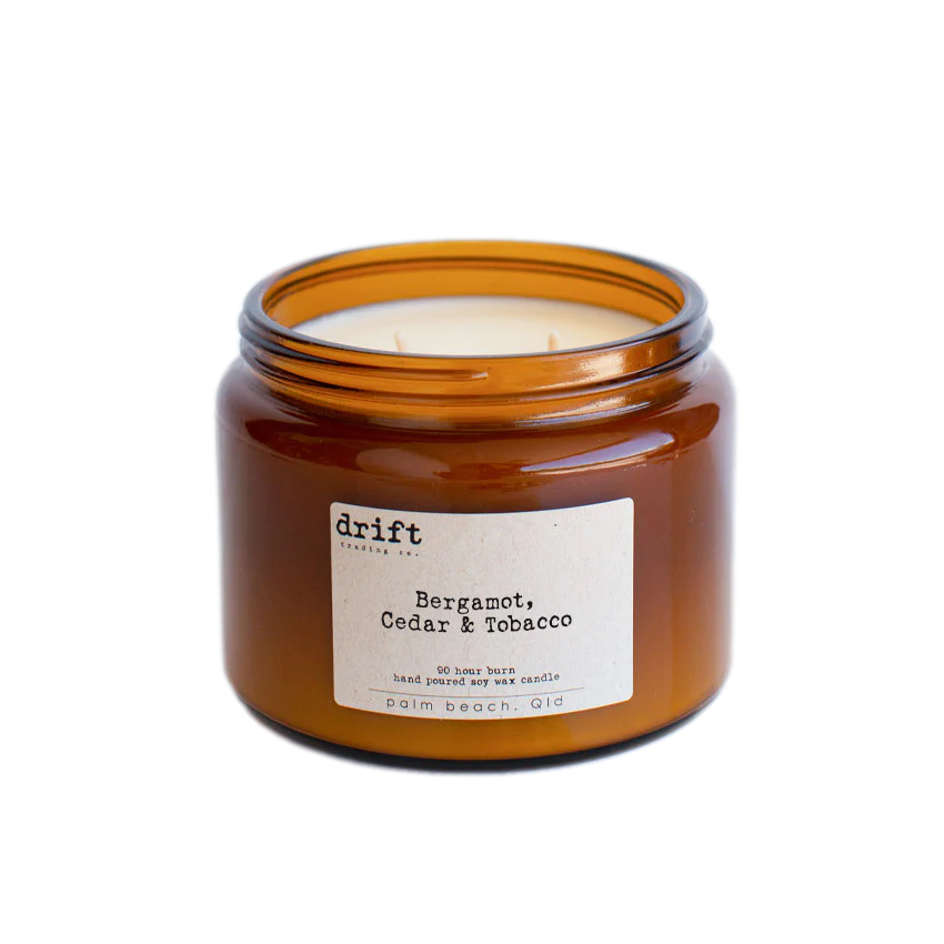 DRIFT TRADING CO | XL CANDLE - BERGAMOT, CEDAR + TOBACCO